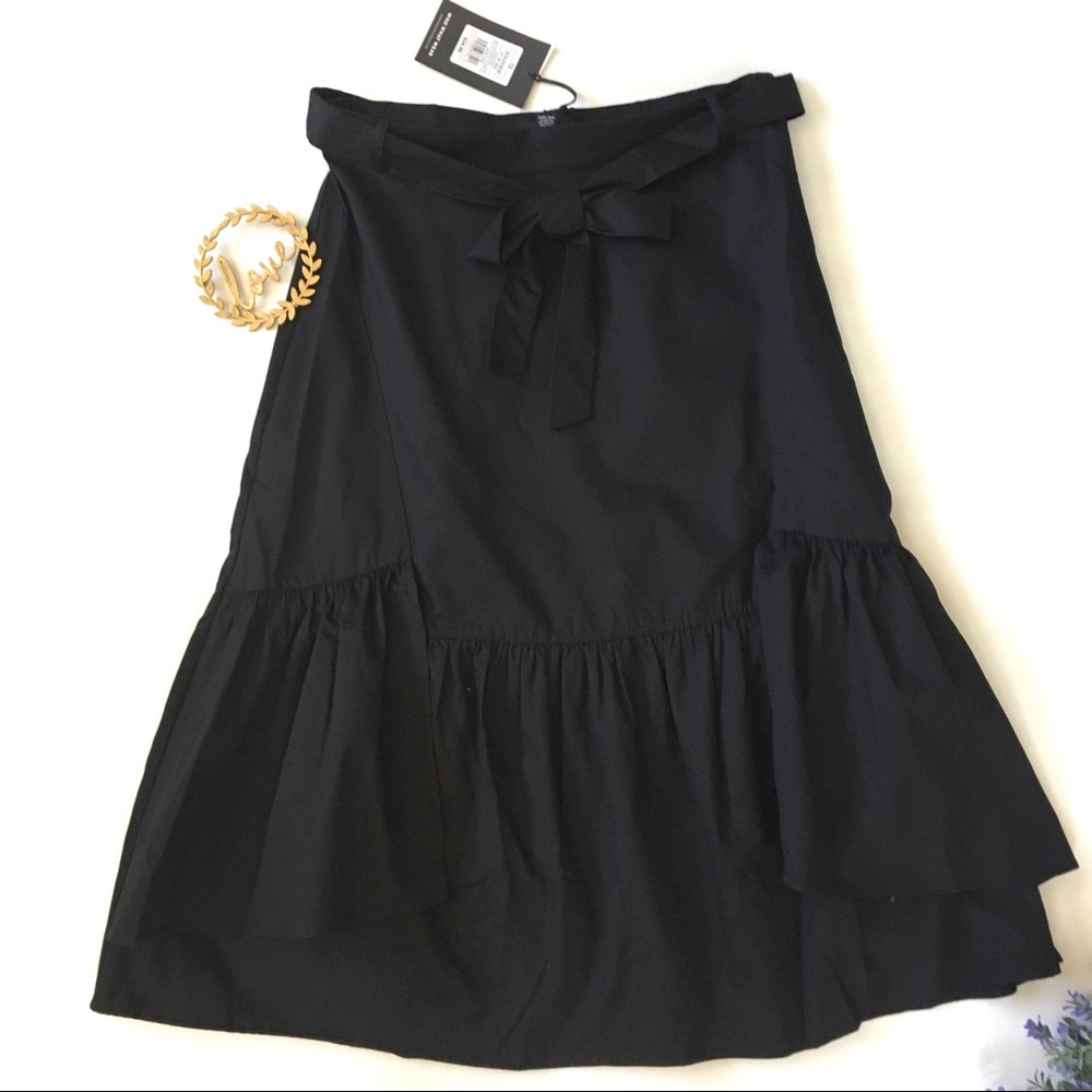 NWT Who What Wear Black Tie Midi Skirt